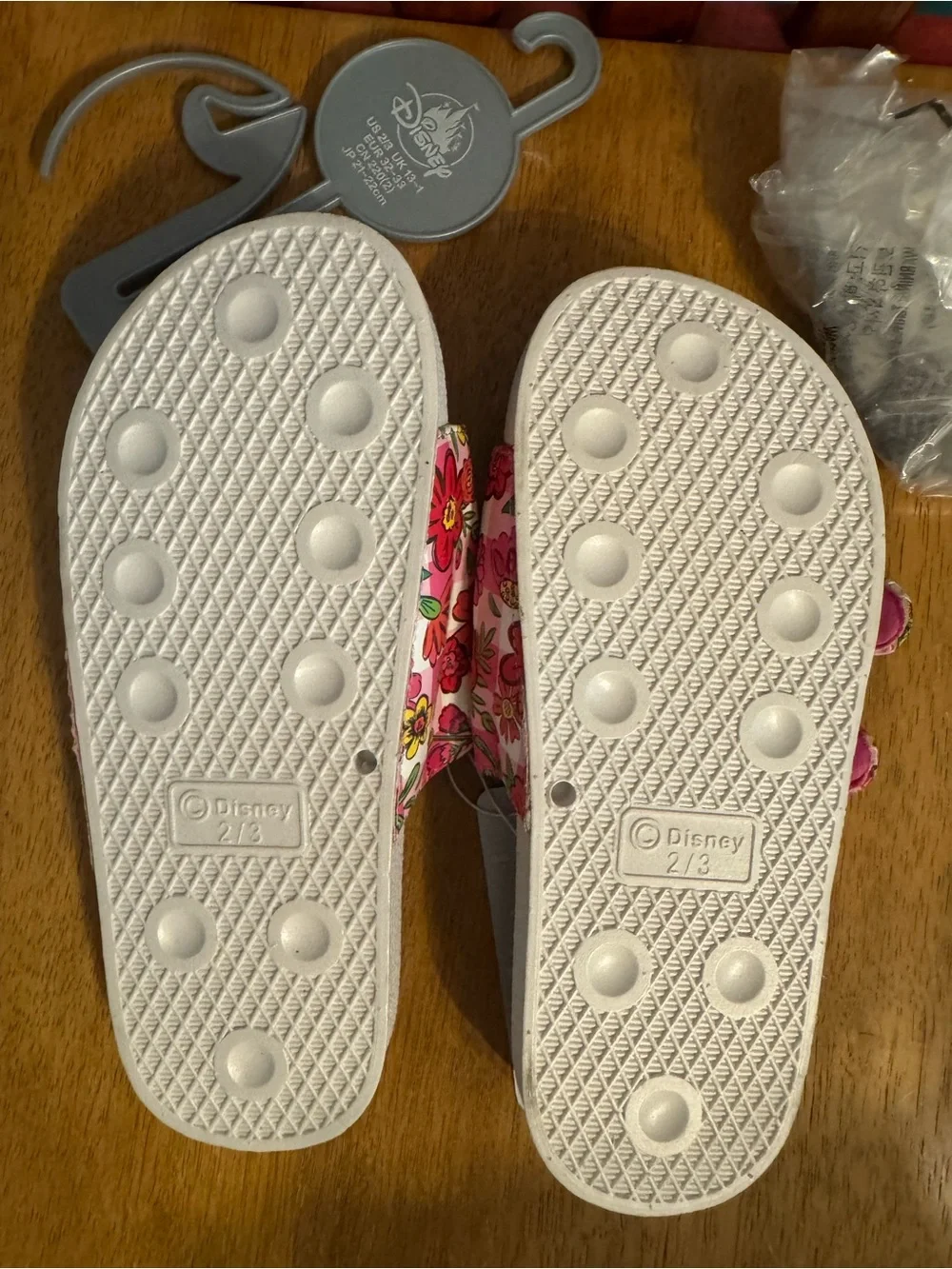 Disney Pink Floral Double-Strap Kids Slide Sandals